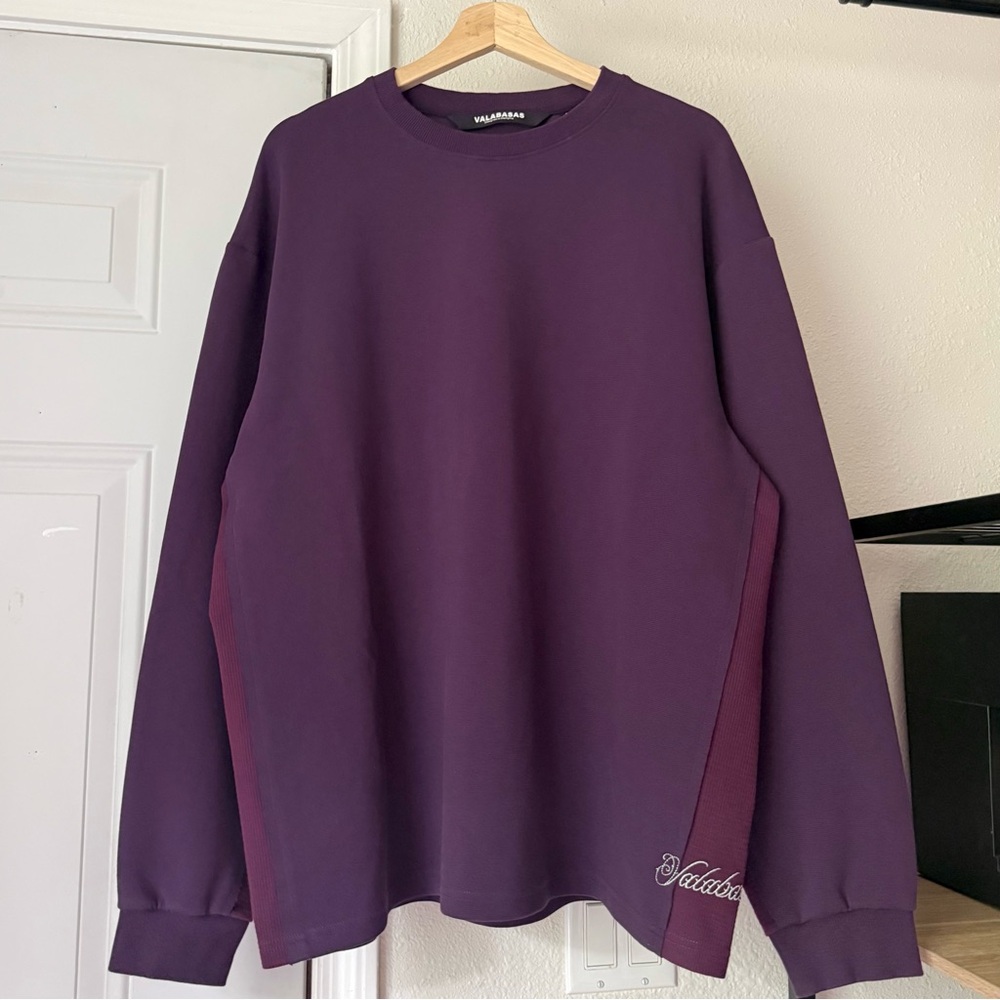 Valabasas purple chunky knit crew neck oversized pullover sweater